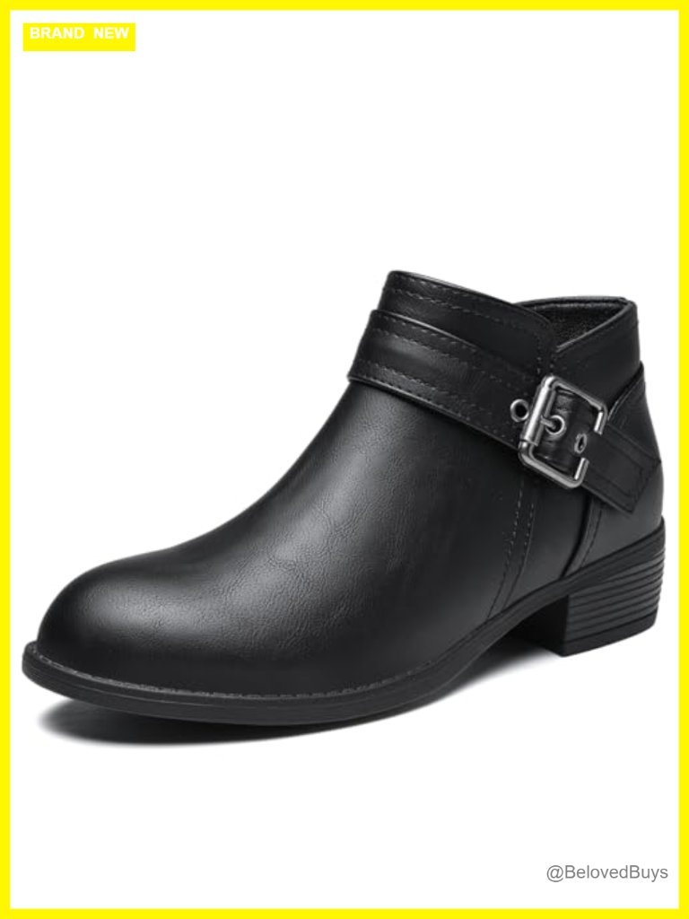 Low Heel Chelsea Booties Chunky Fall Shoes Side Zipper Leather Snow Boots For